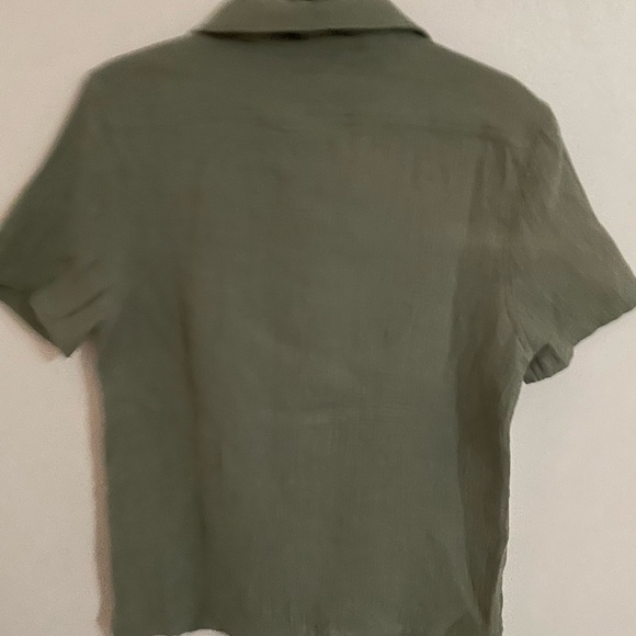 Laguna Mens Button Up Army Green Short Sleeve 100% Cotton Size Small So Soft EUC - Picture 2 of 6